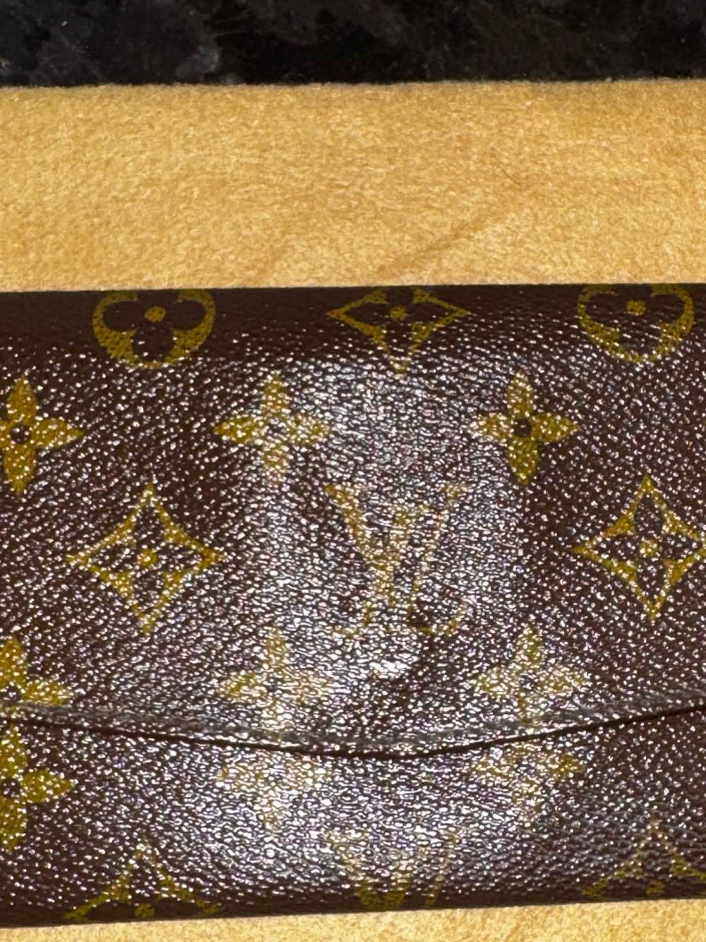 Authentic Louis Vuitton Brown Monogram Continental Wallet with Gold Accents